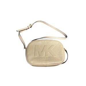 Authentic Michael Kors Beige Pebbled Leather Camera Crossbody Bag